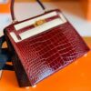 Hermes Kelly Shiny Alligator ck57 Bordeaux red Gold Hardware 25cm Full Handmade