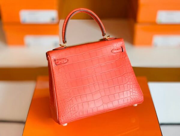Hermes Kelly Alligator Matte Watermelon red Gold Hardware 25cm Full Handmade