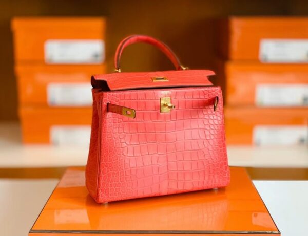 Hermes Kelly Alligator Matte Watermelon red Gold Hardware 25cm Full Handmade