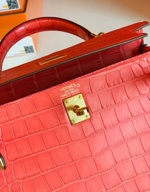 Hermes Kelly Alligator Matte Watermelon red Gold Hardware 25cm Full Handmade