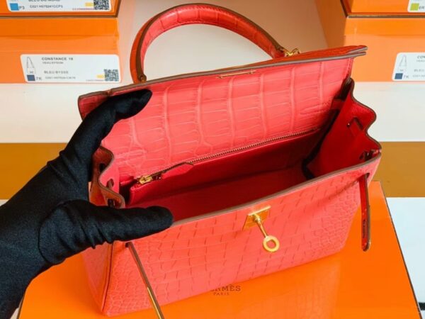 Hermes Kelly Alligator Matte Watermelon red Gold Hardware 25cm Full Handmade