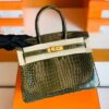 Hermes Birkin wild Porosus Shiny 6h Olive green Gold Hardware 30cm Full Handmade