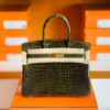 Hermes Birkin wild Porosus Shiny 6h Olive green Gold Hardware 30cm Full Handmade