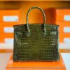 Hermes Birkin wild Porosus Shiny 6h Olive green Gold Hardware 30cm Full Handmade