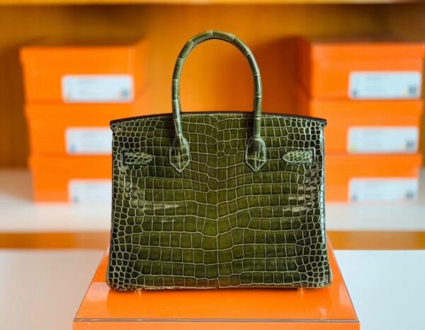 Hermes Birkin wild Porosus Shiny 6h Olive green Gold Hardware 30cm Full Handmade