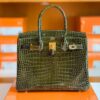 Hermes Birkin wild Porosus Shiny 6h Olive green Gold Hardware 30cm Full Handmade