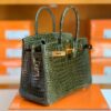 Hermes Birkin wild Porosus Shiny 6h Olive green Gold Hardware 30cm Full Handmade