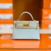Hermes Mini Kelly Matte Alligator Pearl grey Gold Hardware 19cm Full Handmade