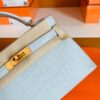 Hermes Mini Kelly Matte Alligator Pearl grey Gold Hardware 19cm Full Handmade