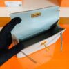 Hermes Mini Kelly Matte Alligator Pearl grey Gold Hardware 19cm Full Handmade