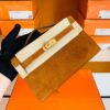 Hermes Mini Kelly pochette Golden brown chamois Gold Hardware 22cm Full Handmade