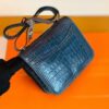 Hermes Constance Shiny Alligator crocodile n7 Dark blue Silver Hardware 18cm Full Handmade
