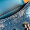 Hermes Constance Shiny Alligator crocodile n7 Dark blue Silver Hardware 18cm Full Handmade
