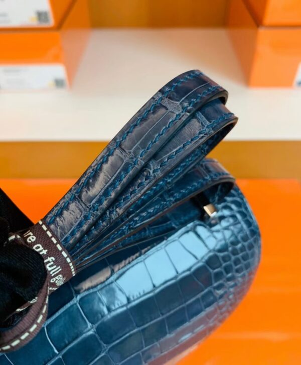 Hermes Constance Shiny Alligator crocodile n7 Dark blue Silver Hardware 18cm Full Handmade