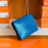 Hermes mini Verrou Shiny Alligator 7Q Sea Blue Silver Hardware 17cm Full Handmade