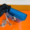 Hermes mini Verrou Shiny Alligator 7Q Sea Blue Silver Hardware 17cm Full Handmade