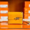 Hermes mini Verrou Shiny Alligator 9D Amber yellow Silver Hardware 17cm Full Handmade