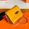 Hermes mini Verrou Shiny Alligator 9D Amber yellow Silver Hardware 17cm Full Handmade