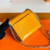 Hermes mini Verrou Shiny Alligator 9D Amber yellow Silver Hardware 17cm Full Handmade