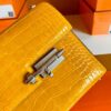 Hermes mini Verrou Shiny Alligator 9D Amber yellow Silver Hardware 17cm Full Handmade