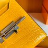 Hermes mini Verrou Shiny Alligator 9D Amber yellow Silver Hardware 17cm Full Handmade