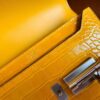 Hermes mini Verrou Shiny Alligator 9D Amber yellow Silver Hardware 17cm Full Handmade