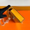 Hermes mini Verrou Shiny Alligator 9D Amber yellow Silver Hardware 17cm Full Handmade