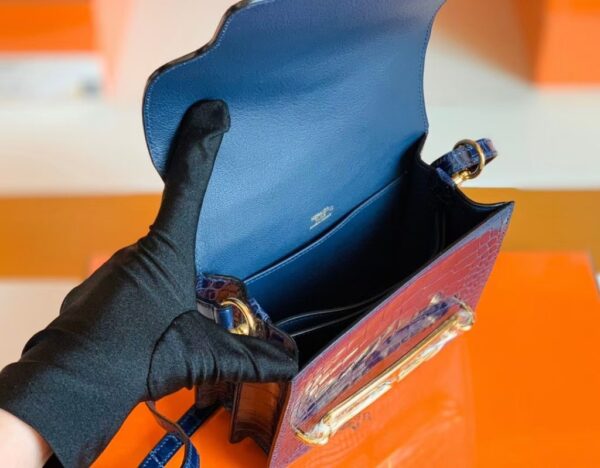 mmexport1672913611990-1024x798-1 Hermes Roulis Shiny Alligator & Matte Alligator Deep blue Gold Hardware 18cm Full Handmade