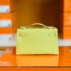 Hermes Kelly Pochette Epsom 9R Lemon Yellow Silver Hardware 22cm Full Handmade