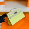 Hermes Kelly Pochette Epsom 9R Lemon Yellow Silver Hardware 22cm Full Handmade