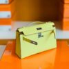 Hermes Kelly Pochette Epsom 9R Lemon Yellow Silver Hardware 22cm Full Handmade