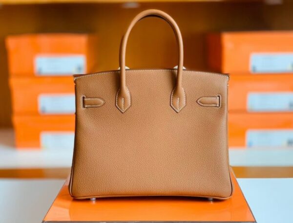 Hermes Birkin Togo CK37 Golden Brown Silver Hardware 30cm Full Handmade