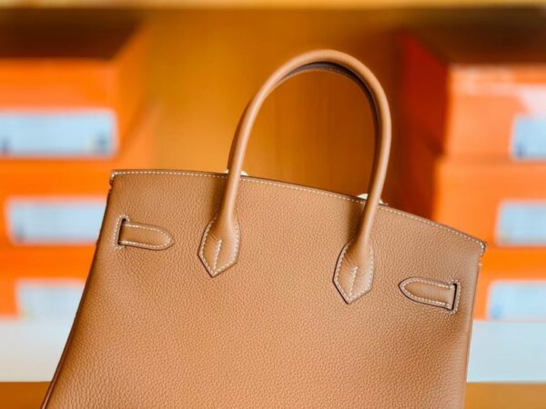 Hermes Birkin Togo CK37 Golden Brown Silver Hardware 30cm Full Handmade