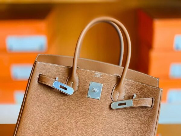 Hermes Birkin Togo CK37 Golden Brown Silver Hardware 30cm Full Handmade