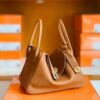 Hermes Lindy TC Leather CK37 Golden Brown Gold Hardware 30cm Full Handmade