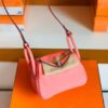 Hermes mini Lindy TC Leather 8w lipstick pink Silver Hardware 19cm Full Handmade