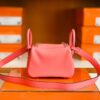 Hermes mini Lindy TC Leather 8w lipstick pink Silver Hardware 19cm Full Handmade