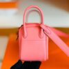 Hermes mini Lindy TC Leather 8w lipstick pink Silver Hardware 19cm Full Handmade