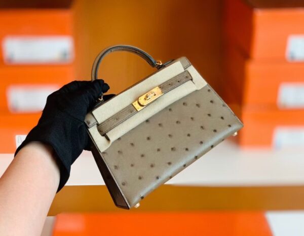 mmexport1673338850416-1024x796-1 Hermes Mini Kelly Ostrich etoupe grey Gold Hardware 19cm Full Handmade