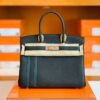 Hermes Birkin Togo Black & Green Color bar Silver Hardware 30cm Full Handmade
