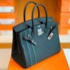 Hermes Birkin Togo Black & Green Color bar Silver Hardware 30cm Full Handmade