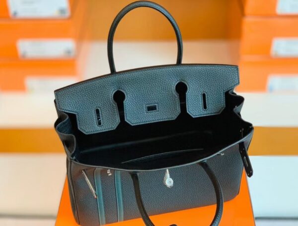 Hermes Birkin Togo Black & Green Color bar Silver Hardware 30cm Full Handmade