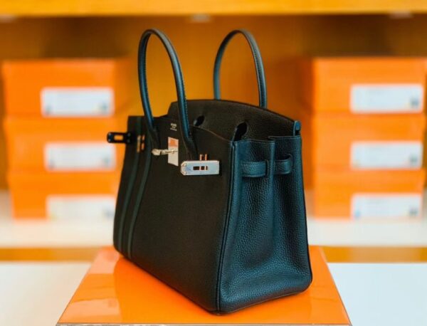 Hermes Birkin Togo Black & Green Color bar Silver Hardware 30cm Full Handmade