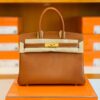 Hermes Birkin Barenia CK37 Golden brown & L3 Rose purple Gold Hardware 30cm Full Handmade