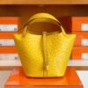 Hermes Picotin Lock Ostrich Lemon yellow Silver Hardware 22cm Full Handmade