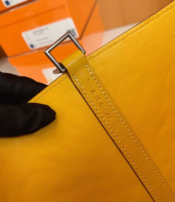 Hermes Picotin Lock Ostrich Lemon yellow Silver Hardware 22cm Full Handmade