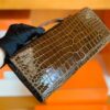 mmexport1673344894200-1024x768-1 Hermes Kelly cut Olive green Shiny crocodile Silver Hardware 31cm Full Handmade