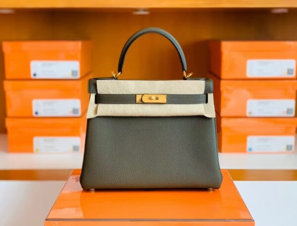 Hermes Kelly Togo CK46 carbon grey Gold Hardware 28cm Full Handmade