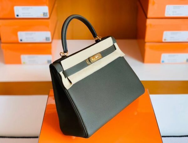 Hermes Kelly Togo CK46 carbon grey Gold Hardware 28cm Full Handmade