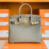 Hermes Birkin Ostrich etoupe grey Gold Hardware 30cm Full Handmade